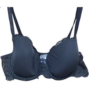 Victorias Secret Dream Angels Lined Demi Bra 36C Black Underwire Lightly Padded